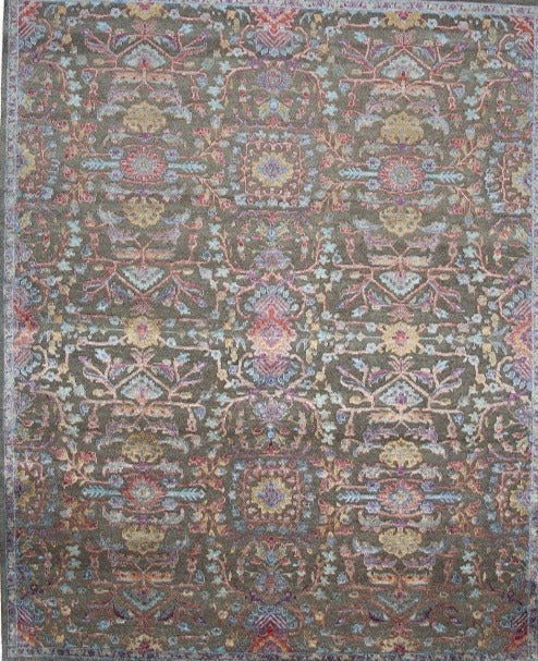 Modern Fine Hand-Knotted Wool & Silk Indian Carpet product image #27555860119722
