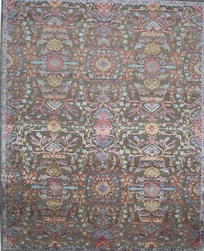 Modern Fine Hand-Knotted Wool & Silk Indian Carpet-id2
