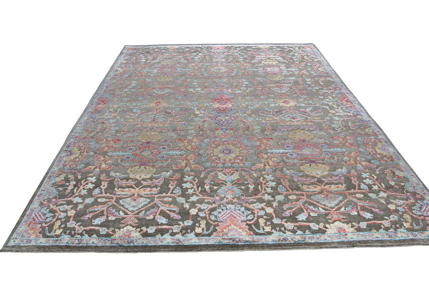Modern Fine Hand-Knotted Wool & Silk Indian Carpet product image #27555860218026