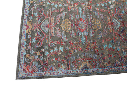 Modern Fine Hand-Knotted Wool & Silk Indian Carpet-id7
