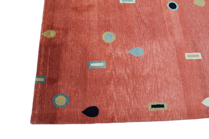 Handmade Indian Tibetan Handmade Wool Carpet With Contemporary Navajo Design-id8
