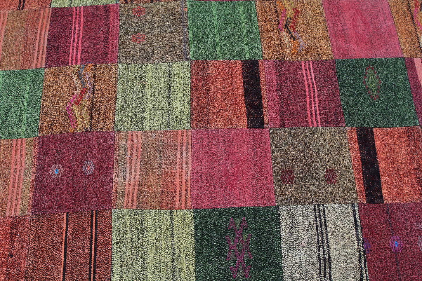 Modern Turkish Patchwork Wool Area Rug