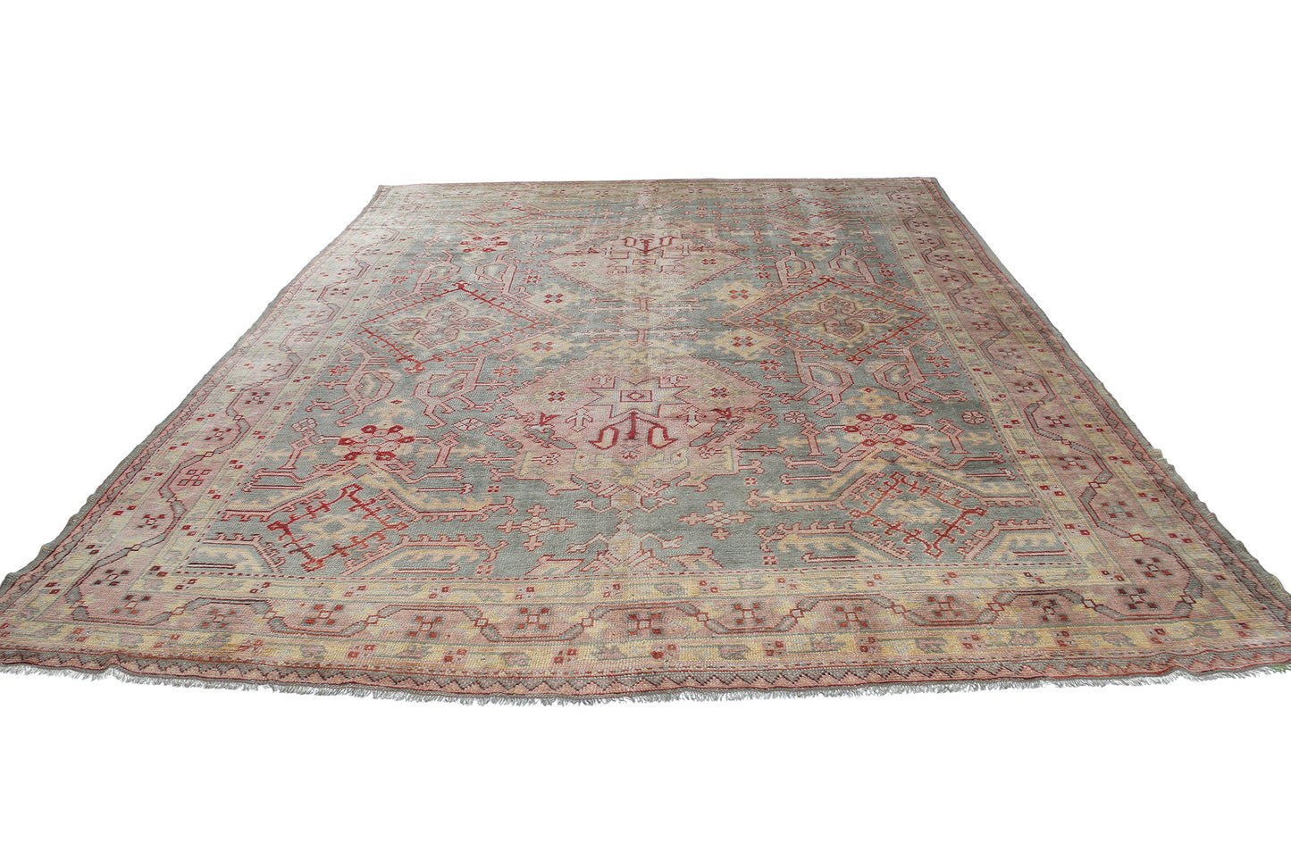 Turkish Fine Antique Oushak Handmade Wool Rug