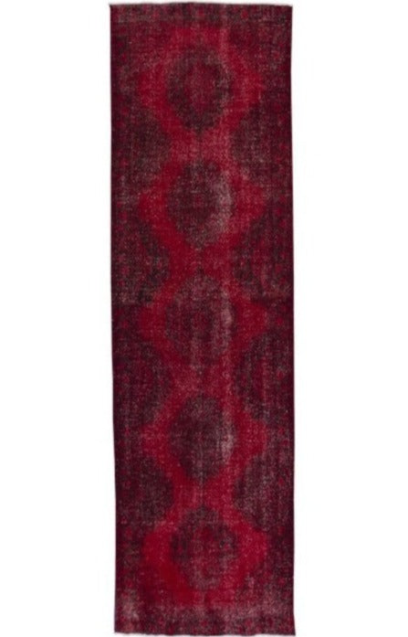 Red Black Turkish Vintage Wool Hand-Knotted Runner Rug product image #28339551174826