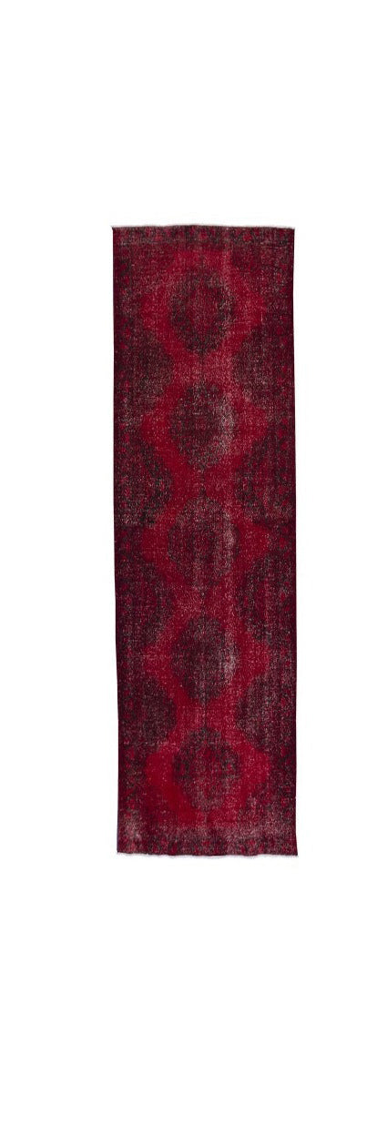 Red Black Turkish Vintage Wool Hand-Knotted Runner Rug product image #27880019853482
