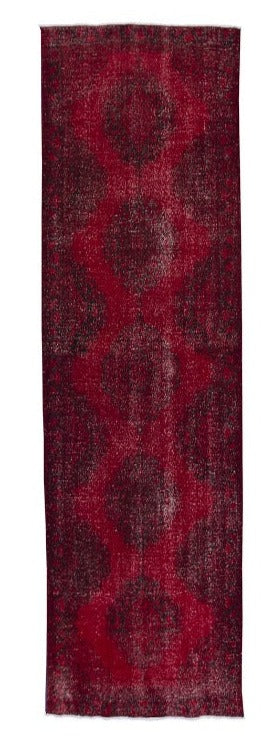 Red Black Turkish Vintage Wool Hand-Knotted Runner Rug product image #27556202479786