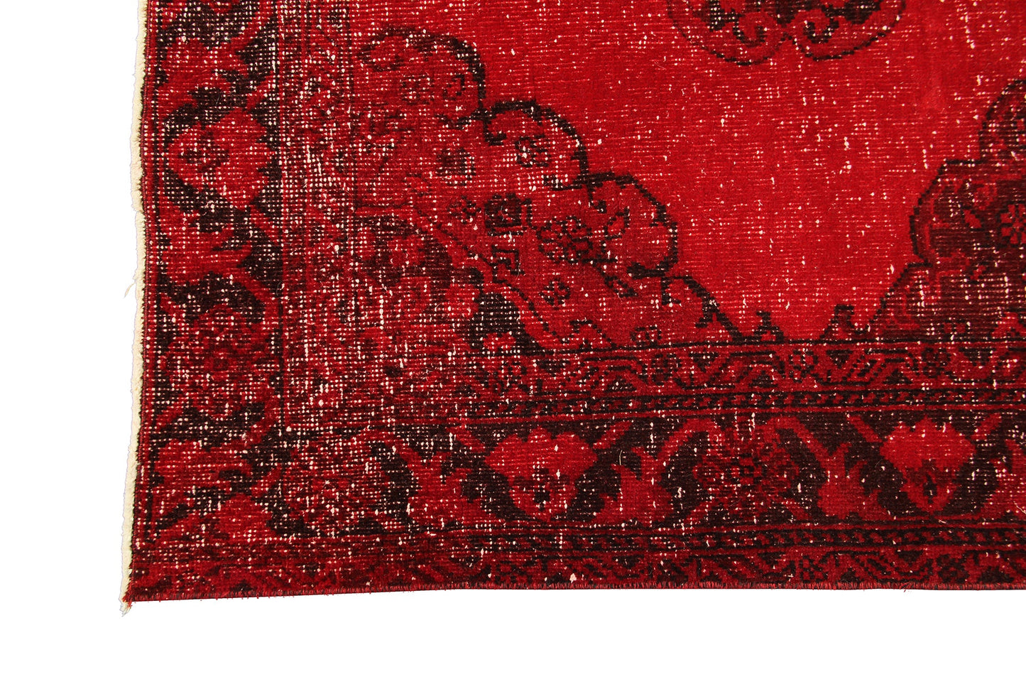 Red Black Turkish Vintage Wool Hand-Knotted Runner Rug product image #27556202905770