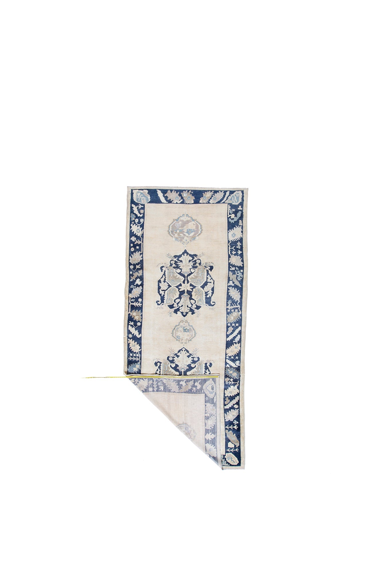 Blue Beige Grey Turkish Handmade Runner Rug