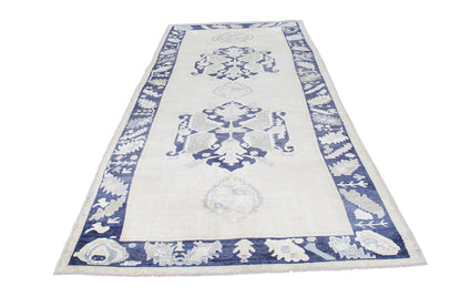 Blue Beige Grey Turkish Handmade Runner Rug