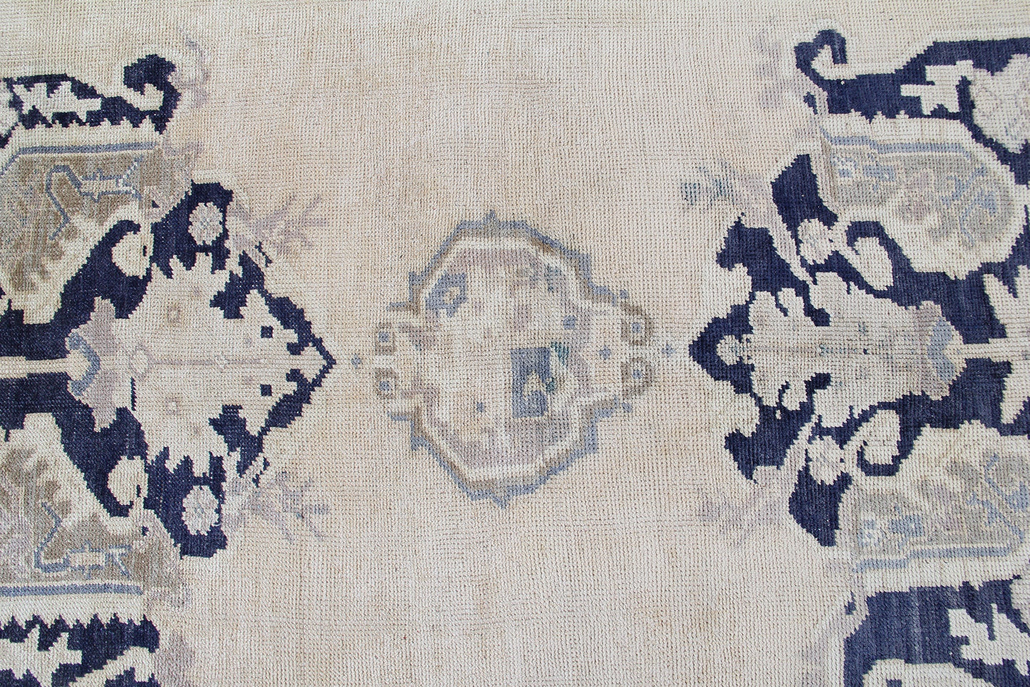 Blue Beige Grey Turkish Handmade Runner Rug