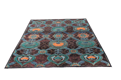 Indian Modern Fine Hand-Knotted Wool & Silk Area Rug-id5
