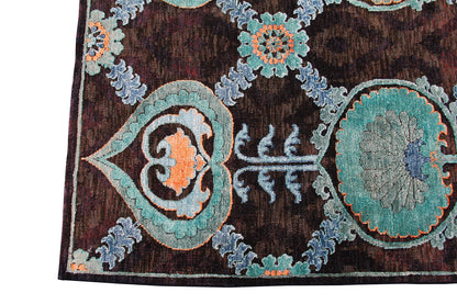 Indian Modern Fine Hand-Knotted Wool & Silk Area Rug-id6
