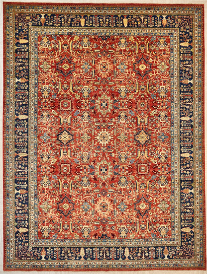 Pakistani Traditional Heriz  Vegetable Dyed Wool Area Rug.