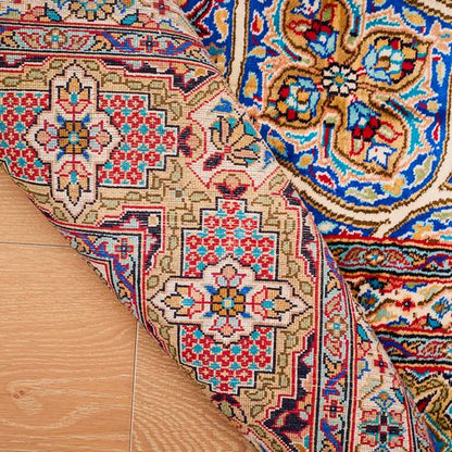 Kashmir Handcrafted Silk Area Rug Persian Gonbad Design-id6
