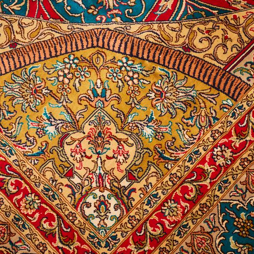 Indian Kashmir Handmade Silk Rug  With Persian Design