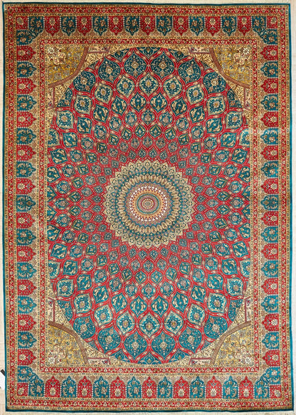 Indian Kashmir Handmade Silk Rug  With Persian Design